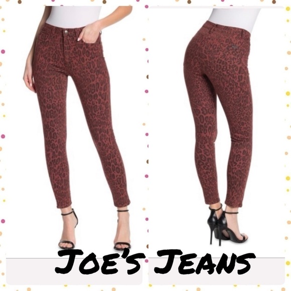Joe's Charlie Leopard Print Ankle Crop Skinny Jean - Picture 1 of 14